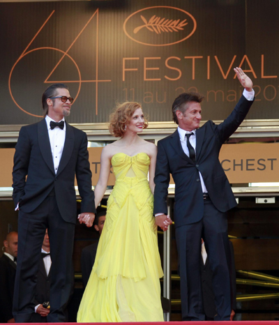 Pitt and Jolie at screening of film 'The Tree of Life' at 64th Cannes Film Festival