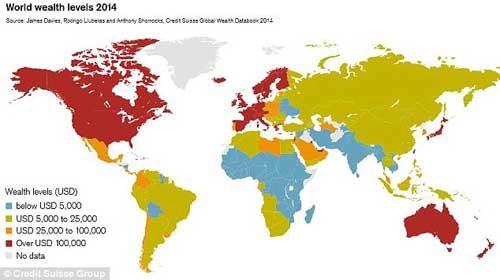 2014全球財(cái)富報(bào)告：10%的人掌握87%財(cái)富